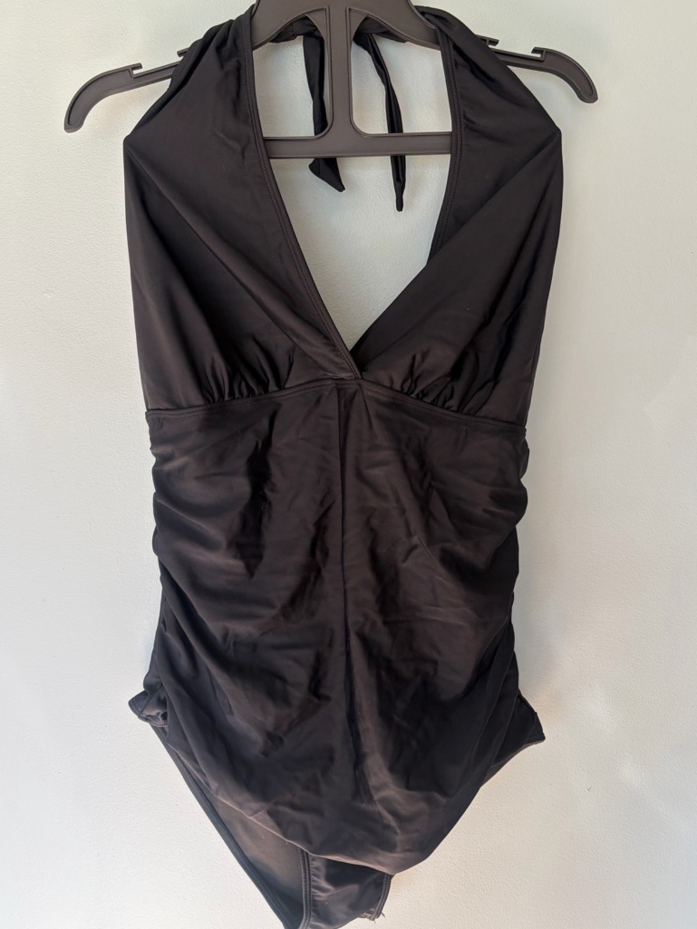 NWT DACI Black Halter One-Piece Swimsuit Ties around back of neck. Size 20W